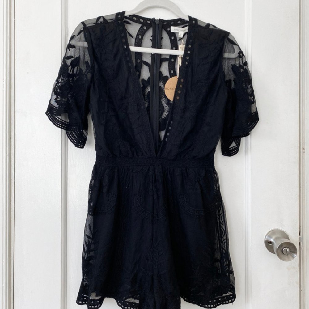 Embroidered Black Summer Romper